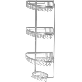 تصویر کنج سه طبقه آلمینیومی حمام (باجا صابونی) رنگ نقره ای 