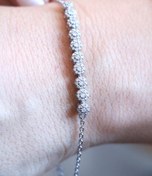 تصویر دستبند نقره جواهراتی مدل گل نگین کاری شده 