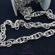 تصویر زنجیر آلومینیومی سه بافت ضخیم نقره ای (متری) 