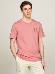 تصویر تی‌شرت مردانه با لوگوی بافتی - 100% پنبه، صورتی برند Tommy Hilfiger Men's Bouclé Logo T-Shirt - Pure cotton, Pink