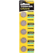 تصویر باتری سکه ای توشیبا مدل CR2016 بسته 5 عددی Toshiba CR2016 Lithium Battery Pack Of 5