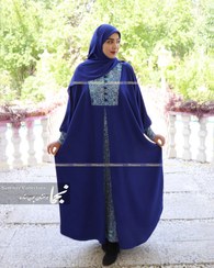 تصویر عبا مجلسی سنتی کرپ الیزه مدل رُز آبی نجما - کاربنی / سایز ا Blue Rose Abaya Blue Rose Abaya