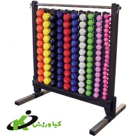 تصویر رک دمبل باشگاهی 100 تایی Dumbbell storage rack