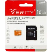تصویر کارت حافظه وریتی مدل UHS-I U1 ظرفیت ۱۶ گیگابایت کلاس ۱۰ با سرعت ۹۵MBps به همراه آداپتور SD 