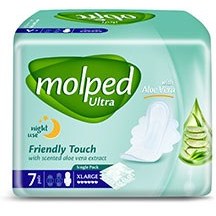 تصویر نوار بهداشتی خیلی بزرگ مولپد اولترا با عصاره آلوئه ورا ویژه شب 7 عدد Molped Ultra With Aloe Vera Night Use Size XLarge 7 Pads