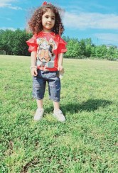 تصویر ست تیشرت شلوارک دخترونه جنس تیشرت پنبه شلوار:جین 