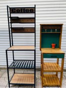 تصویر قفسه و میز کافی بار مدرن مدل صنعتی ابعاد ۶۰*۱۸۰ - سفید 