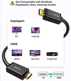 تصویر کابل تبدیل DisplayPort به HDMI یوگرین مدل UGREEN DP101-10202 طول 2 متر Ugreen DP101 DisplayPort to HDMI Cable 1.5m