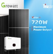 تصویر پکیج کامل نیروگاه خورشیدی با توان 1 مگاوات شامل 1386 عدد پنل خورشیدی 720W برند Trina و اینورتر ON Grid برند GROWATT 