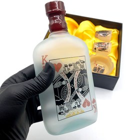 تصویر ست بطری 2 شات و زیرسیگاری شیشه ای 350cc طرح پاسور 580023 