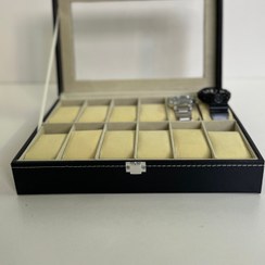 تصویر جعبه ساعت ۱۲ تایی چوبی لوکس 