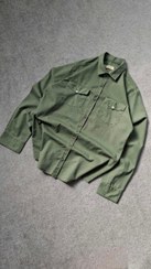 تصویر پیراهن کتان سبز ماچا سنگشور شده مردانه دو جیب کد PA0008 