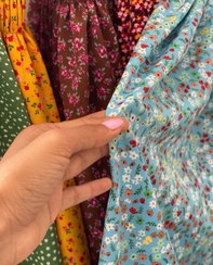 تصویر ساحلی کشی کرپ نخ گلدار در شش رنگ و طرح زیبا 