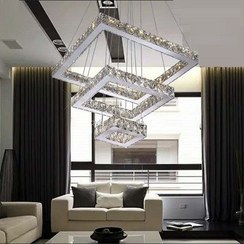 تصویر لوستر مدرن پله کریستالی سایز ۵۰-۳۰-۱۵ 