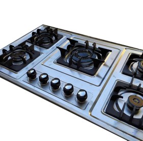 تصویر اجاق گاز رومیزی ۵ شعله مدل M6 چدن مربع 