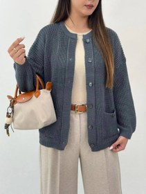 تصویر 129 - کاردیگان جیب دار - آلبالویی 