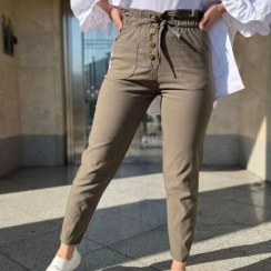 تصویر شلوار مام فیت کمر کش کپی 