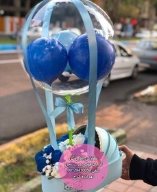 تصویر دسته گل و کیک تولد با تم تولد کودک یک ساله 