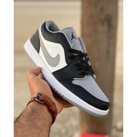 تصویر ست کتانی نایک ایر جردن بدون ساق طوسی/مشکیNIKE Air Jordan 1 low 