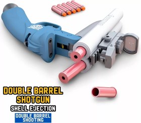 تصویر تفنگ دو لول پوکه پران تیر اسفنجی سایز بزرگ SHOOTING SOFT BULLET LAUNCHER