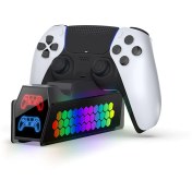 تصویر Dual Charging DualSense RGB Dobe For Playstation 5 (PS5) شارژر دوتایی دسته آرجی بی برند داب برای پلی استیشن 5 (پی اس 5)