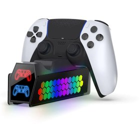 تصویر Dual Charging DualSense RGB Dobe For Playstation 5 (PS5) شارژر دوتایی دسته آرجی بی برند داب برای پلی استیشن 5 (پی اس 5)