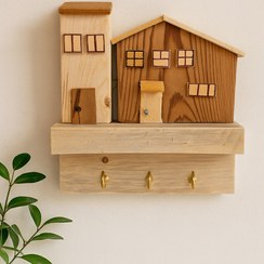 تصویر جاکلیدی دیواری چوبی مدرن مدل نورسایه 7 Handmade Light & Shadow Wooden Key Holder - Model 07
