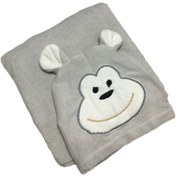 تصویر حوله پالتویی کودک سلین طرح میمون طوسی روشن سایز 4-5 