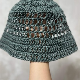 تصویر کلاه رافیا - سبزآبی 