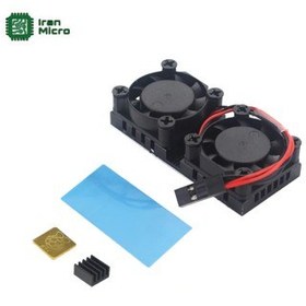 تصویر فن دوقلو (دوبل) همراه با هیتسینک های مخصوص رزبری پای - Double Fans Radiator for Raspberry Pi 