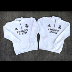 تصویر سویشرت ورزشی مردانه نیم زیپ کیت رئال رنگ سفید 