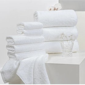 تصویر ست حوله هتل 100% پنبه‌ای شامل 3 تکه: حوله دست، صورت، حمام و پا برند caqqa Hotel Towel Set 100% Cotton 3 Piece Set Hand, Face, Bath and Foot Towels