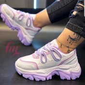 تصویر کتانی اسپورت دخترانه اسیکس مدل گوشواره ای سایز ۳۷ تا ۴۰ رنگ مشکی و کرم و یاسی 