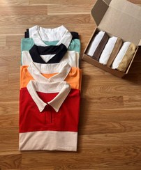 تصویر تیشرت یقه دار راه راه 