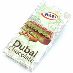 تصویر شکلات تخت پسته دبی Akai حجم 200 گرم Dubai Akai Pistachio Flat Chocolate, 200 gr