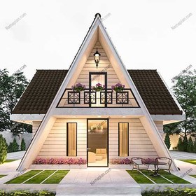 تصویر طراحی ویلا با سقف شیبدار 