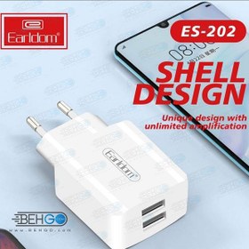 تصویر شارژر دیواری فست شارژ Earldom ES-202 2Port 2.4A 12W + کابل تایپ سی Earldom ES-202 2Port 2.4A 12W Fast Wall Charger