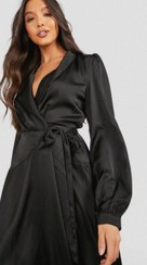 تصویر پیراهن مجلسی زنانه بوهو سایز ۴۰ یقه ضربدری ساتن 