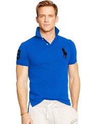 تصویر پولو شرت رالف لورن Ralph Lauren CUSTOM-FIT BIG PONY POLO PACIFIC ROYAL/BLACK 