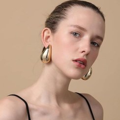 تصویر گوشواره‌ قطره اشک طلایی Gold Hoop Earrings USA 