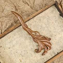 تصویر کانزاشی چوبی طرح برگ و ماهی 