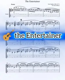 تصویر نت گیتار The Entertainer اسکات جاپلین به همراه تبلچر و اجرای نت 