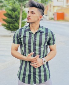 تصویر پیراهن راه راه مردانه ترک - سفید راه راه مشکی / L ا Turkish men's striped shirt Turkish men's striped shirt