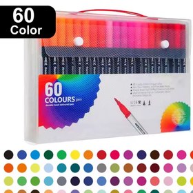 تصویر راپید براش 60 رنگ روان نویس نوک نمدی نوک براش و 0.4 میل پایه آب