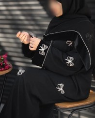 تصویر مانتو عبای مجلسی سنگ دوزی شده فری سایز تا ۴۸ 