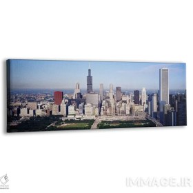 تصویر تابلو دکوراتیو Chicago, Illinois, USA,نمای هوایی از ساختمان ها در شهر… اثر پانورامیک ایمجز - بوم گالری ایماژ / 90x30 / بوم کلاف‌شده Aerial view of buildings in a city BY Panoramic Images