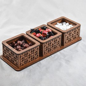 تصویر قندان چوبی مدل یاس 