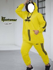 تصویر ست هودی شلوار ورزشی سایز بزرگ زنانه adidas adidas womens big size sports pants hoodie set