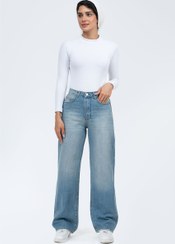 تصویر شلوار جین نیم بگ آبی روشن ۳۰۰۰۷۱۹۰ Light Blue Women's Semi-Baggy Royal Jeans