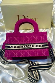 تصویر کیف دستی زنانه دیور DIOR چرمی براق همراه بند بلند کنفی - س Dior bag